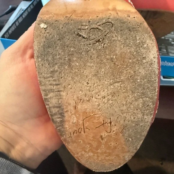 John Fluevog Red and Cream Embroidered Heels - Picture 8 of 11